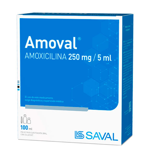 Amoval Amoxicilina 250 mg/5ml Suspensión x 100 mL DESCUENTO