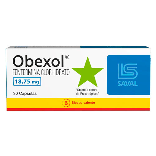Obexol Fentermina 18,75 mg x 30 Cápsulas