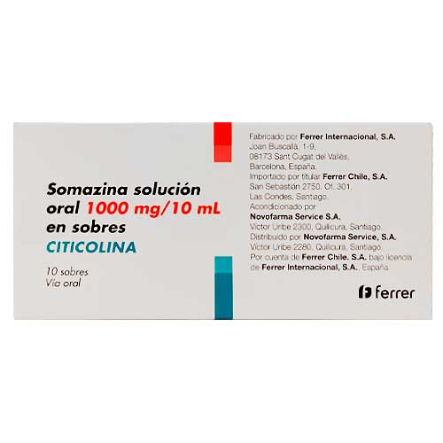 Somazina Solución Oral 1000 mg/10 mL x 10 sobres