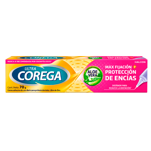 Corega Ultra Max Fijación + Protección Encías Aloe Vera x 70 g