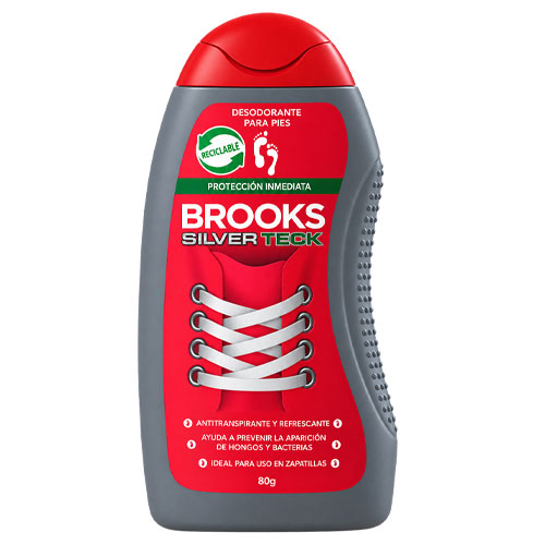Brooks Talco Para Pies Silver Teck 80 Grs